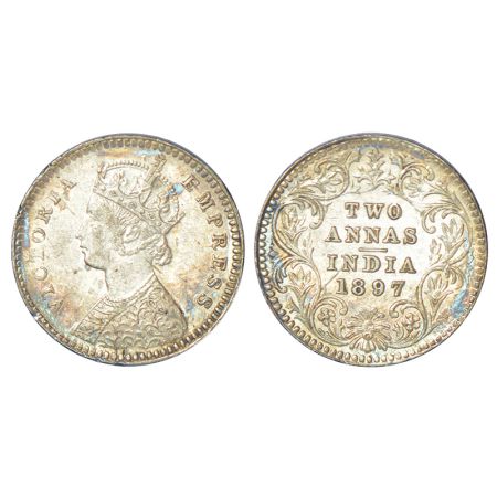 Victoria Empress, silver 2 annas, 1897, Calcutta mint, B/II/'C' incused, PR 512; GK 807, 1