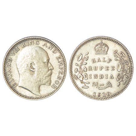 Edward VII, silver ½ rupee, 1910, Calcutta mint, no mint mark, PR 314, GK 971, 5.80g. Abou