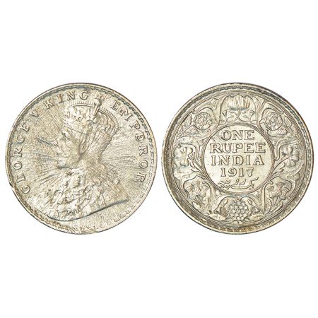 George V, error, silver rupee, 1917, Bombay mint, sunburst error on obverse, 11.06g. Good 