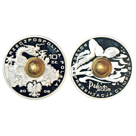 Poland, XXIXth Olympic Games-Beijing 2008, Proof silver 10 ztotych with golden colored bal