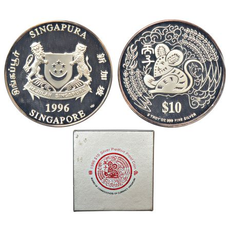 Singapore, Lunar year series-year of the Rat, Proof pied fort 2-ounce silver 10 dollar, 19
