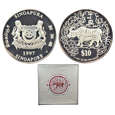 Singapore, Lunar year series-year of the Cow, Proof pied fort 2-ounce silver 10 dollar, 19