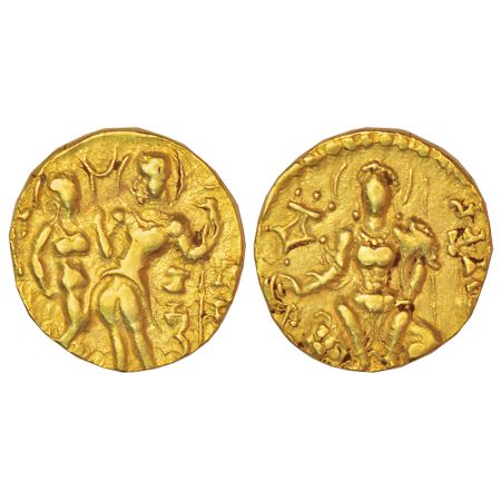 Gupta Empire, gold dinar of Samudra Gupta (350-375 AD), 'King and Queen' type, S.Kumar Cla