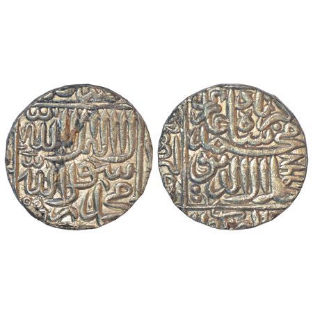 Akbar (1556-1605 AD) - silver rupee, 'round Kalima' type, Gwalior mint, AH 967, mint in bo
