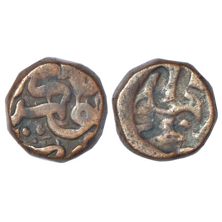 Akbar (1556-1605) - copper ½ dam of Narnol mint, obverse brockage (lakhi), 10.18g. Very fi