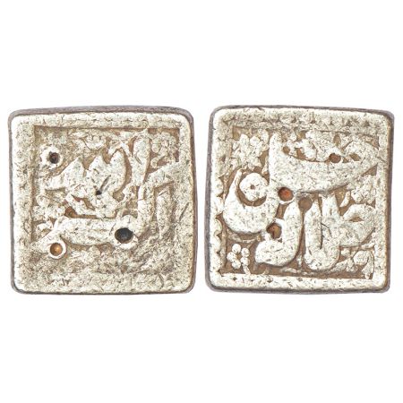 Akbar (1556-1605 AD), silver square rupee, mintless and dateless type, KM 91.1, 11.07g, wi