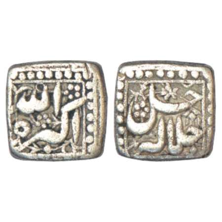 Akbar (1556-1605 AD) - silver ½ rupee, mintless and dateless type, similar to KM 91.1 but 