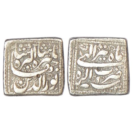 Jahangir (1605-1627 AD), silver square rupee, Agra mint, Tir, AH 1024/RY 9, KM 147.2, 10.8