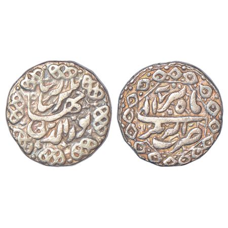Jahangir (1605-1627 AD), silver rupee, Akbarnagar mint, Tir 12, KM 145.4, 11.38g. Decorati
