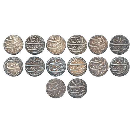 Jahangir (1605-1627 AD), silver rupee, 7 different months, Qandhar mint, Farwardin 8, Ardi