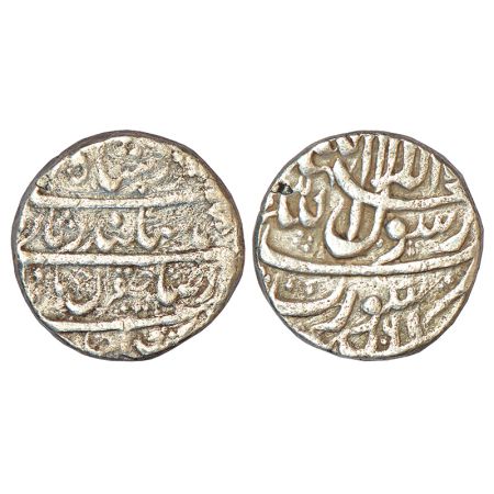 Murad Bakhsh (1658 AD), silver rupee, Surat mint, AH 1068, KM 271.1, 11.14g. Obv: Farsi in
