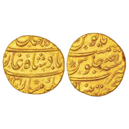 Shah Jahan II (1719 AD), gold mohur, Khujista Bunyad mint, AH 1131/RY Ahd, KM 418.5, 10.95