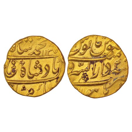 Muhammad Shah (1719-1748 AD), gold mohur, Dar us-Sarur Burhanpur mint, AH 1135/RY 4, KM 43