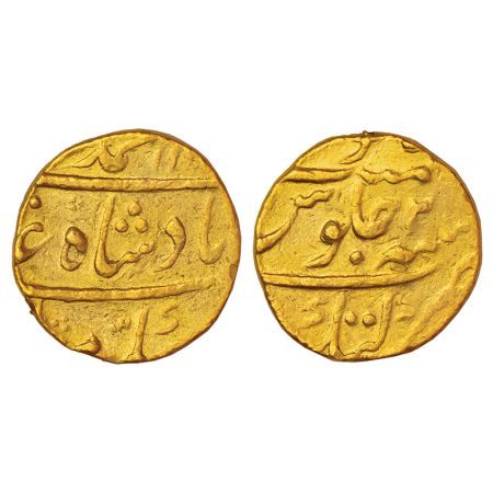 Muhammad Shah (1719-1748 AD), gold mohur, Katak mint, AH 11XX/RY 2, KM 438.12, 11.11g. Obv