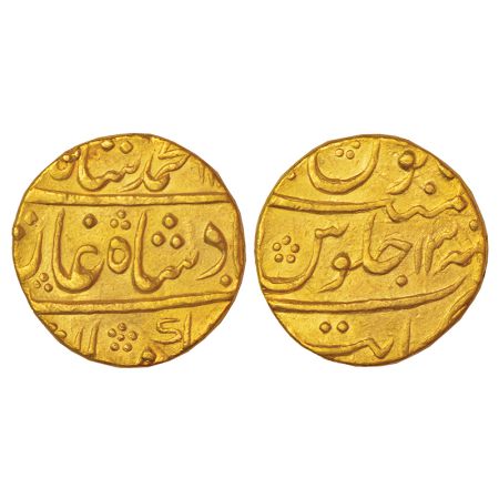 Muhammad Shah (1719-1748 AD), gold mohur, Khambayat mint, AH 11XX/RY 13, KM 438.28, 11.06g
