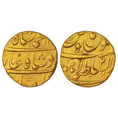 Muhammad Shah (1719-1748 AD), gold mohur, Dar us-Sultanat Lahore mint, RY 2, similar KM 43