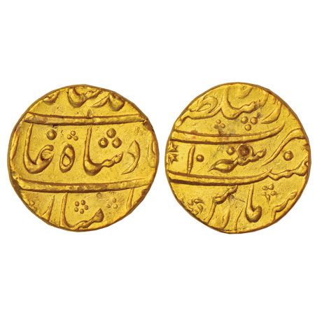 Muhammad Shah (1719-1748 AD), gold mohur, Dar us-Sultanat Lahore mint, RY 10, KM 438.15, 1