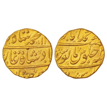 Muhammad Shah (1719-1748 AD), gold mohur, Muhammadabad Banaras mint, AH 11XX/RY 20, KM 438