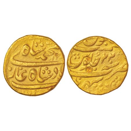 Muhammad Shah (1719-1748 AD), gold mohur, Sahrind mint, AH 115X/RY 22, KM 438.21, 10.85g. 