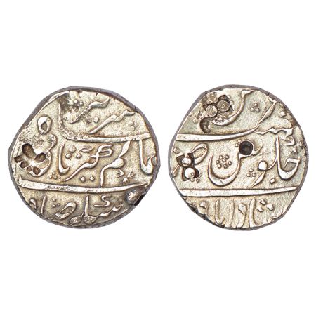 Alamgir II (1754-1759 AD), silver rupee, Dilshadabad mint, KM 458.2, 11.24g. Shroff marks,