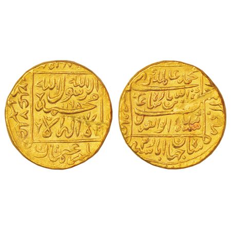 Alamgir II (1754-1759 AD), gold mohur, Dar ul-Khilafat Shahjahanabad, AH 1168/RY 2, KM 464