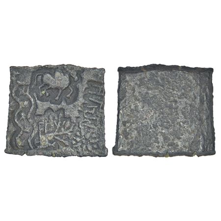 Ancient Central Malwa, Vidisha region - uniface inscribed copper punch-marked coin of Bhag