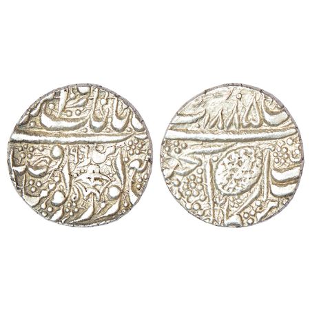 Sikh Empire, silver rupee, Amritsar mint, 'Nanak Shahi' couplet, frozen year VS 1885, 'Ram