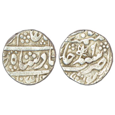 Jaipur - Madho Singh I (1751-1768 AD), silver rupee in the name of Shah Alam II, Sawai Jai