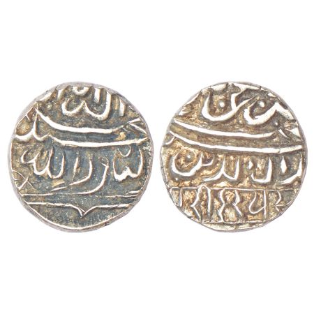 Gujarat in transition - silver kori, in the names of Akbar and 'Murid Ray Singh', probably