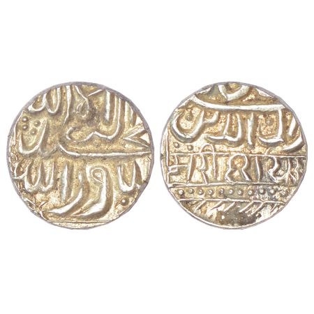 Gujarat in transition - silver kori, in the names of Akbar and 'Murid Ray Singh', probably