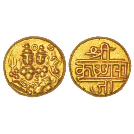 Mysore, Krishnaraja Wodeyar (1799-1868 AD), gold pagoda, KM C210, 3.42g. Obv: Shiva Parvat