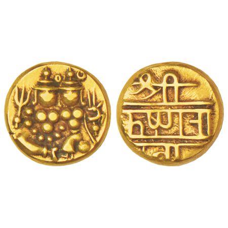 Mysore, Krishnaraja Wodeyar (1799-1868 AD), gold pagoda, KM C210, 3.34g. Obv: Shiva Parvat