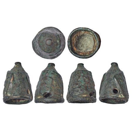 Ancient Malwa - bell-shaped ritual object cast in bronze, (c.150-100 BC), with various sym