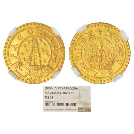 Madras Presidency, Madras mint, gold pagoda, ND (1808-1817 AD), Stevens EIC 3.27-3.32, KM 
