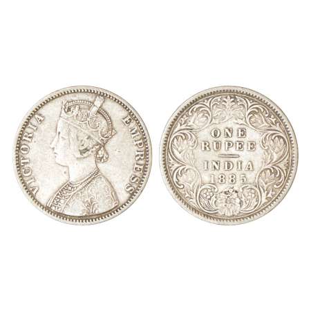 Victoria Empress, silver rupee, 1885, Calcutta mint, C2/I/'C' incused, PR 125 (listed as p