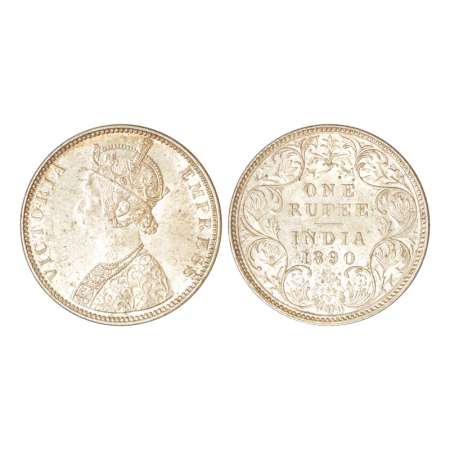 Victoria Empress, silver rupee, 1890, Bombay mint, C2/I/B incused, PR 178; GK 566, 11.68g.