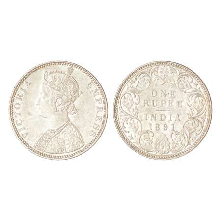 Victoria Empress, silver rupee, 1891, Bombay mint, C/I/B incused, PR 179; GK 569, 11.67g. 