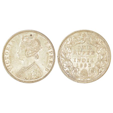 Victoria Empress, silver rupee, 1893, Bombay mint, C2/I/B incused, 3 over 2 in date, PR 18