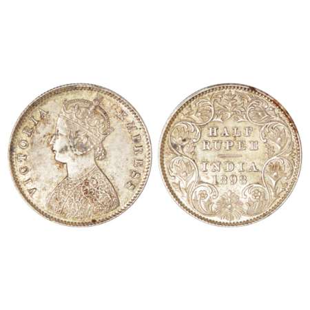 Victoria Empress, silver ½ rupee, 1898, Calcutta mint, A/I/'C' incused, PR 281; GK 661, 5.