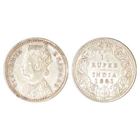 Victoria Empress, silver ¼ rupee, 1881, Bombay mint, C/II/dot, unlisted in PR; GK 679, 2.9