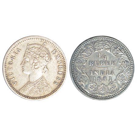 Victoria Empress, silver ¼ rupee, 1881, Calcutta mint, C/II/'C' incused, PR 386; GK 680, 2