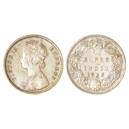 Victoria Empress, silver ¼ rupee, 1883, Bombay mint, B/I/dot, PR 415; GK 689, 2.90g. Good 