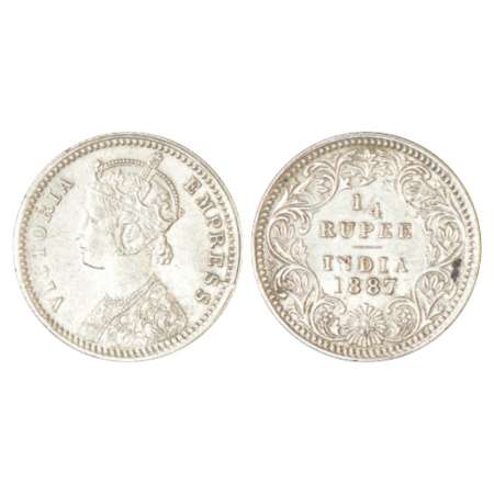 Victoria Empress, silver ¼ rupee, 1887, Calcutta mint, C/II/'C' incused, PR 392; GK 710, 2