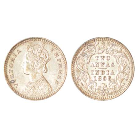 Victoria Empress, silver 2 annas, 1895, Calcutta mint, B/II/'C' incused, PR 510; GK 803, 1