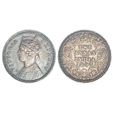 Victoria Empress, silver 2 annas, 1897, Calcutta mint, B/II/'C' incused, PR 512; GK 807, 1