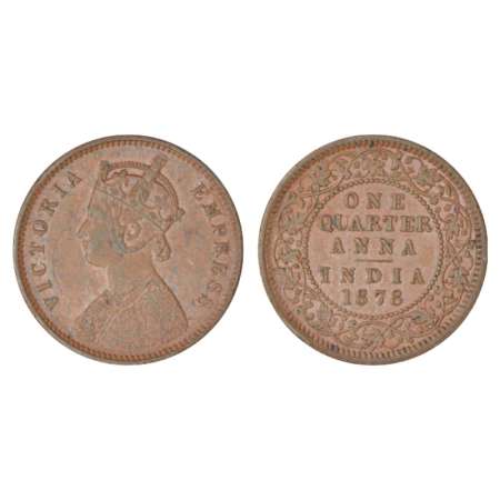 Victoria Empress, copper ¼ anna, 1878, Calcutta mint, B/II, PR 612; GK 830, 6.48g. Extreme