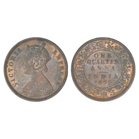 Victoria Empress, copper ¼ anna, 1879, Calcutta mint, B/II/'C' incused, PR 613; GK 831, 6.
