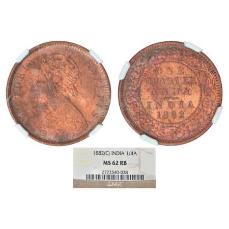 Victoria Empress, copper ¼ anna, 1882, Calcutta mint, B/II/'C' incused, PR 615; GK 835. NG
