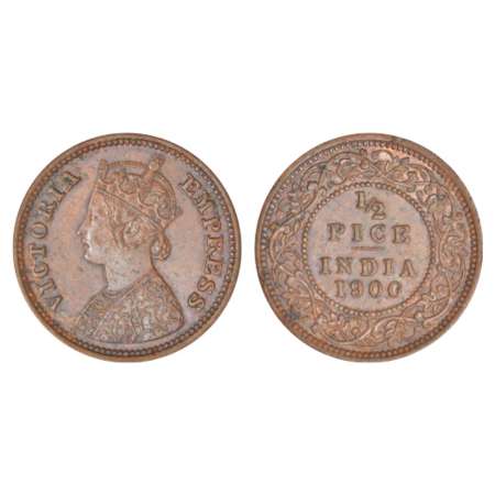 Victoria Empress, copper ½ pice, 1900, Calcutta mint, PR 733; GK 880, 3.40g. Extremely fin