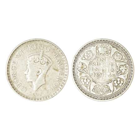 George VI, half silver rupee, 1943 (large 3), Bombay mint, A/I(a), large head, 11.34g. Ver